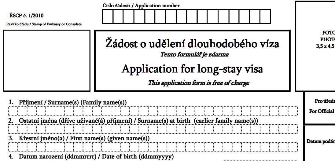 How To Fill Out An Application For A Long stay Student Visa To The Czech Republic Charles